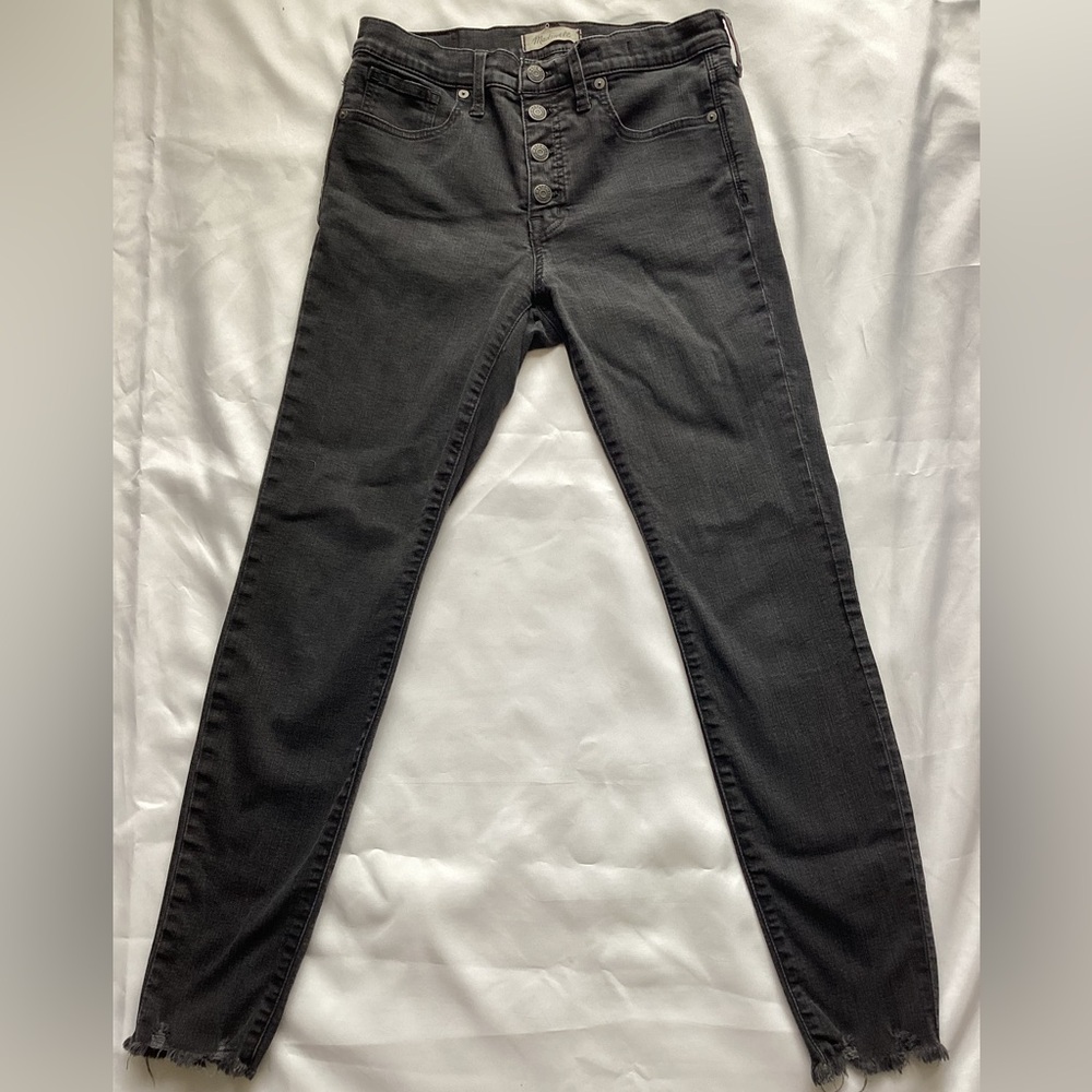 Madewell Mid Rise Black Ankle Jeans Slim Fit Size 28